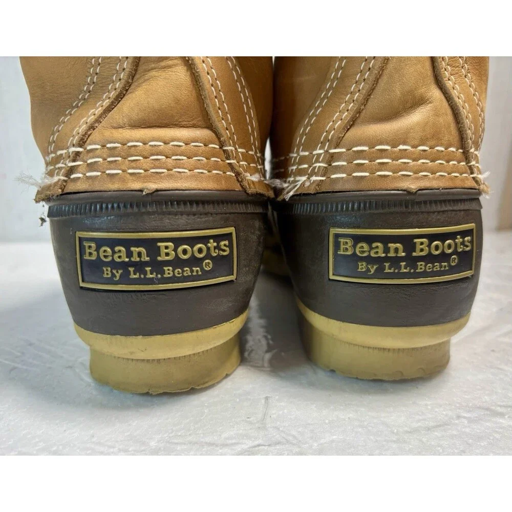 LL Bean Boots Ducks Boots Leather Waterproof Brown Mine Made Vintage Classic.